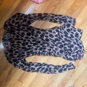 Free People Black and Tan Animal Print Tunic